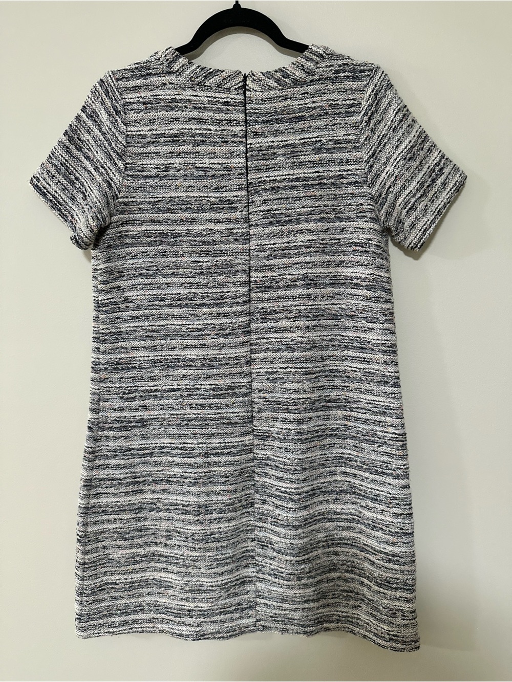 LOFT Black and White Tweed Short Sleeve Shift Dress - Picture 5 of 7